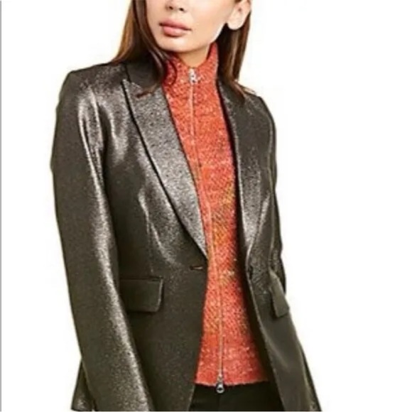$298 Veronica Beard Lynn Alpaca wool Dickey Jacket Blazer insert rust multi - Picture 3 of 15